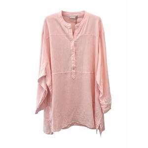 PEPPERCORN Linen Blend Tunic Top Rose Pink Button Front NWT | Size 52 XXL